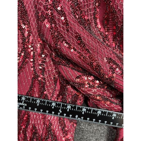 Insomnia Blazer Jacket Mens Medium Wine Red Sequin Shawl Collar Party Prom M205 - Picture 9 of 9